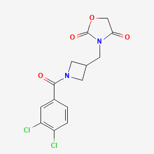 molecular formula C14H12Cl2N2O4 B2406174 3-((1-(3,4-二氯苯甲酰)氮杂环丁烷-3-基)甲基)恶唑烷-2,4-二酮 CAS No. 2034338-61-7