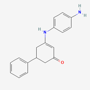 molecular formula C18H18N2O B2406179 3-((4-Aminophenyl)amino)-5-phenylcyclohex-2-EN-1-one CAS No. 395655-51-3