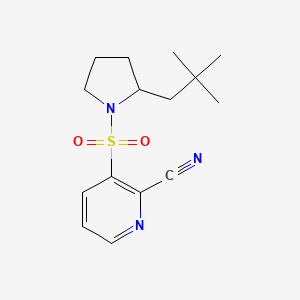 molecular formula C15H21N3O2S B2406188 3-[2-(2,2-Dimethylpropyl)pyrrolidin-1-yl]sulfonylpyridine-2-carbonitrile CAS No. 2134314-46-6