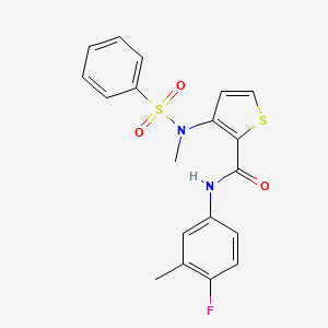 molecular formula C19H17FN2O3S2 B2406189 N-(4-fluoro-3-methylphenyl)-3-(N-methylphenylsulfonamido)thiophene-2-carboxamide CAS No. 1226450-66-3