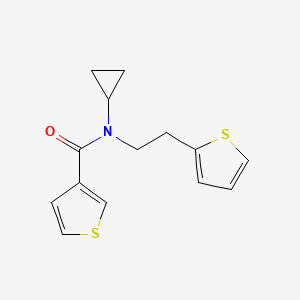 molecular formula C14H15NOS2 B2406191 N-环丙基-N-(2-(噻吩-2-基)乙基)噻吩-3-甲酰胺 CAS No. 1396800-21-7