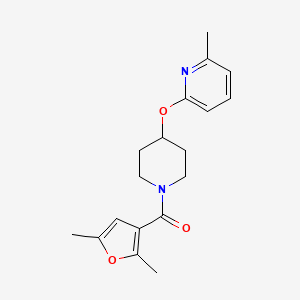 molecular formula C18H22N2O3 B2406192 (2,5-Dimethylfuran-3-yl)(4-((6-methylpyridin-2-yl)oxy)piperidin-1-yl)methanone CAS No. 1797596-95-2