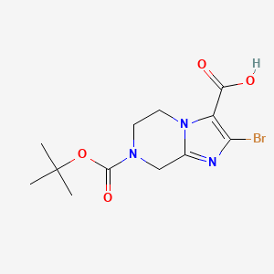 molecular formula C12H16BrN3O4 B2406194 2-Bromo-7-(tert-butoxycarbonyl)-5,6,7,8-tetrahydroimidazo[1,2-a]pyrazine-3-carboxylic acid CAS No. 1823840-73-8