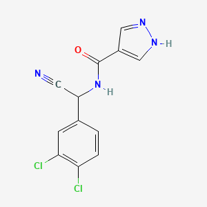 molecular formula C12H8Cl2N4O B2406196 N-[cyano(3,4-dichlorophenyl)methyl]-1H-pyrazole-4-carboxamide CAS No. 2094617-02-2