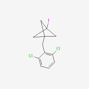 molecular formula C12H11Cl2I B2406198 1-[(2,6-Dichlorophenyl)methyl]-3-iodobicyclo[1.1.1]pentane CAS No. 2287313-50-0