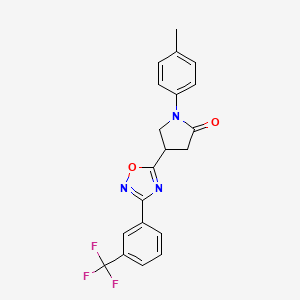 molecular formula C20H16F3N3O2 B2406199 1-(4-Methylphenyl)-4-{3-[3-(trifluoromethyl)phenyl]-1,2,4-oxadiazol-5-yl}-2-pyrrolidinone CAS No. 946276-65-9