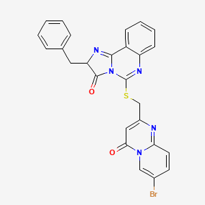 molecular formula C26H18BrN5O2S B2406201 2-benzyl-5-[(7-bromo-4-oxopyrido[1,2-a]pyrimidin-2-yl)methylsulfanyl]-2H-imidazo[1,2-c]quinazolin-3-one CAS No. 958717-11-8
