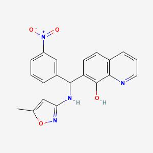 molecular formula C20H16N4O4 B2406205 7-(((5-甲基异恶唑-3-基)氨基)(3-硝基苯基)甲基)喹啉-8-醇 CAS No. 308294-76-0