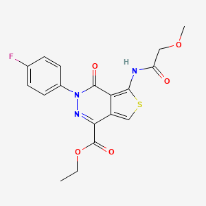molecular formula C18H16FN3O5S B2406206 Ethyl 3-(4-fluorophenyl)-5-(2-methoxyacetamido)-4-oxo-3,4-dihydrothieno[3,4-d]pyridazine-1-carboxylate CAS No. 851948-97-5