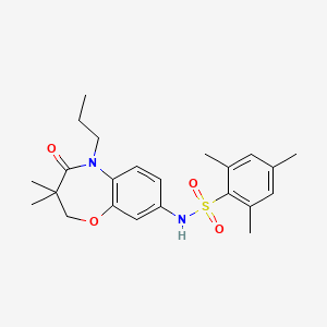 molecular formula C23H30N2O4S B2406211 N-(3,3-dimethyl-4-oxo-5-propyl-2,3,4,5-tetrahydrobenzo[b][1,4]oxazepin-8-yl)-2,4,6-trimethylbenzenesulfonamide CAS No. 921997-36-6