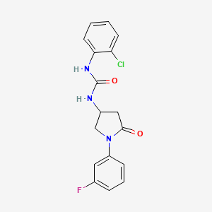 molecular formula C17H15ClFN3O2 B2406220 1-(2-氯苯基)-3-(1-(3-氟苯基)-5-氧代吡咯烷-3-基)脲 CAS No. 894029-27-7