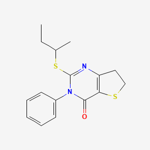 molecular formula C16H18N2OS2 B2406236 2-Butan-2-ylsulfanyl-3-phenyl-6,7-dihydrothieno[3,2-d]pyrimidin-4-one CAS No. 686770-82-1