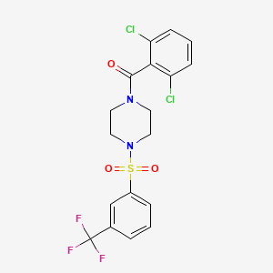 molecular formula C18H15Cl2F3N2O3S B2406238 (2,6-Diclorofenil)(4-{[3-(trifluorometil)fenil]sulfonil}piperazino)metanona CAS No. 866152-68-3