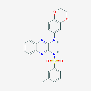 molecular formula C23H20N4O4S B2406239 N-[3-(2,3-dihydro-1,4-benzodioxin-6-ylamino)quinoxalin-2-yl]-3-methylbenzenesulfonamide CAS No. 714923-83-8