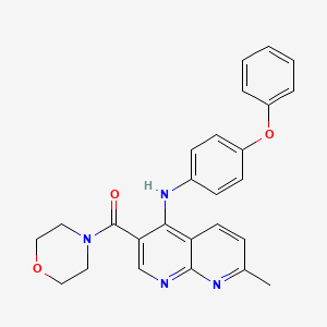 molecular formula C26H24N4O3 B2406245 (7-Metil-4-((4-fenoxifenil)amino)-1,8-naftiridin-3-il)(morfolino)metanona CAS No. 1251543-50-6