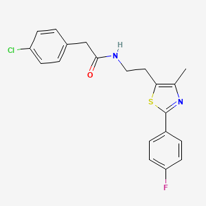 molecular formula C20H18ClFN2OS B2406246 2-(4-chlorophenyl)-N-{2-[2-(4-fluorophenyl)-4-methyl-1,3-thiazol-5-yl]ethyl}acetamide CAS No. 946327-85-1