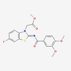 molecular formula C19H17FN2O5S B2406255 (Z)-methyl 2-(2-((3,4-dimethoxybenzoyl)imino)-6-fluorobenzo[d]thiazol-3(2H)-yl)acetate CAS No. 865198-10-3