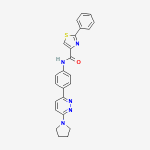 molecular formula C24H21N5OS B2406258 2-苯基-N-(4-(6-(吡咯烷-1-基)嘧啶-3-基)苯基)噻唑-4-甲酰胺 CAS No. 1207040-50-3