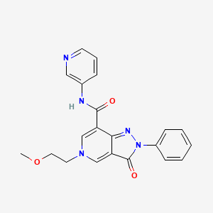 molecular formula C21H19N5O3 B2406266 5-(2-甲氧基乙基)-3-氧代-2-苯基-N-(吡啶-3-基)-3,5-二氢-2H-吡唑并[4,3-c]吡啶-7-甲酰胺 CAS No. 921515-34-6