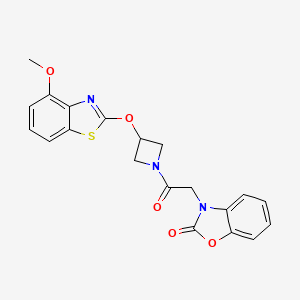 molecular formula C20H17N3O5S B2406267 3-(2-(3-((4-methoxybenzo[d]thiazol-2-yl)oxy)azetidin-1-yl)-2-oxoethyl)benzo[d]oxazol-2(3H)-one CAS No. 1421466-46-7