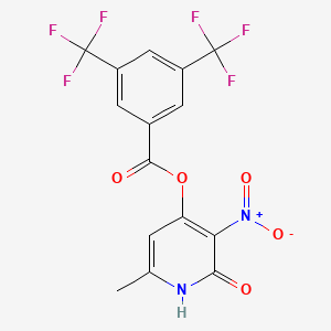 molecular formula C15H8F6N2O5 B2406270 6-Methyl-3-nitro-2-oxo-1,2-dihydropyridin-4-yl 3,5-bis(trifluoromethyl)benzoate CAS No. 868680-00-6