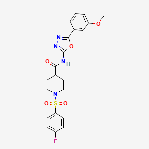 molecular formula C21H21FN4O5S B2406271 1-((4-氟苯基)磺酰基)-N-(5-(3-甲氧基苯基)-1,3,4-恶二唑-2-基)哌啶-4-甲酰胺 CAS No. 941918-87-2