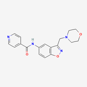 molecular formula C18H18N4O3 B2406272 N-[3-(Morpholin-4-ylmethyl)-1,2-benzoxazol-5-yl]pyridine-4-carboxamide CAS No. 2380069-75-8