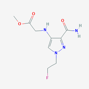 molecular formula C9H13FN4O3 B2406280 Methyl 2-[[3-carbamoyl-1-(2-fluoroethyl)pyrazol-4-yl]amino]acetate CAS No. 2247206-65-9
