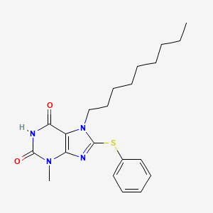 molecular formula C21H28N4O2S B2406281 3-Methyl-7-nonyl-8-phenylsulfanylpurine-2,6-dione CAS No. 920465-22-1