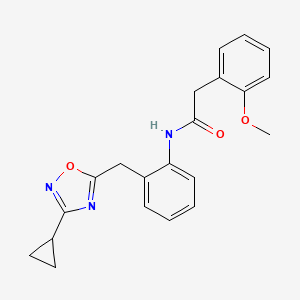 molecular formula C21H21N3O3 B2406292 N-(2-((3-cyclopropyl-1,2,4-oxadiazol-5-yl)methyl)phenyl)-2-(2-methoxyphenyl)acetamide CAS No. 2034547-61-8