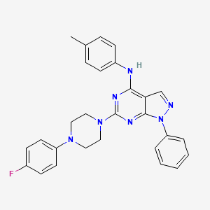 molecular formula C28H26FN7 B2406293 6-[4-(4-氟苯基)哌嗪-1-基]-N-(4-甲苯基)-1-苯基-1H-吡唑并[3,4-d]嘧啶-4-胺 CAS No. 946203-58-3