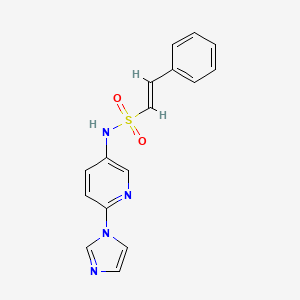 molecular formula C16H14N4O2S B2406294 (E)-N-(6-(1H-imidazol-1-yl)pyridin-3-yl)-2-phenylethenesulfonamide CAS No. 1385620-85-8