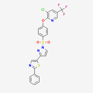 3-Chloro-2-(4-((3-(2-phenyl-1,3-thiazol-5-yl)-1H-pyrazol-1-yl)sulfonyl)phenoxy)-5-(trifluoromethyl)pyridine