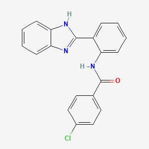 molecular formula C20H14ClN3O B2406301 N-[2-(1H-苯并咪唑-2-基)苯基]-4-氯苯甲酰胺 CAS No. 313480-92-1