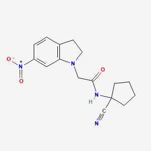 molecular formula C16H18N4O3 B2406302 N-(1-Cyanocyclopentyl)-2-(6-nitro-2,3-dihydroindol-1-YL)acetamide CAS No. 1645454-96-1