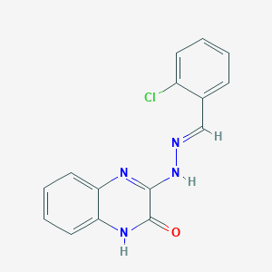 molecular formula C15H11ClN4O B2406308 3-[(E)-2-[(2-氯苯基)亚甲基]肼-1-基]-1,2-二氢喹喔啉-2-酮 CAS No. 338419-72-0
