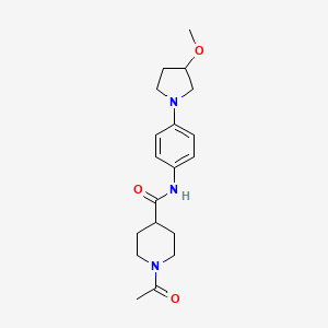 molecular formula C19H27N3O3 B2406311 1-乙酰基-N-[4-(3-甲氧基吡咯烷-1-基)苯基]哌啶-4-甲酰胺 CAS No. 1797842-68-2