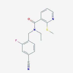molecular formula C17H16FN3OS B2406319 N-[(4-cyano-2-fluorophenyl)methyl]-N-ethyl-2-(methylsulfanyl)pyridine-3-carboxamide CAS No. 1241582-96-6