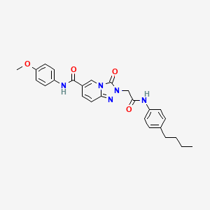 molecular formula C26H27N5O4 B2406329 2-(9-chloro-6-methoxy-10-oxo-3,4,5,10-tetrahydrobenzo[b]-1,6-naphthyridin-2(1H)-yl)-N-(3-cyanophenyl)acetamide CAS No. 1226443-37-3