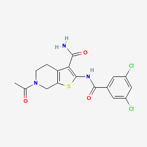 molecular formula C17H15Cl2N3O3S B2406340 6-Acetyl-2-(3,5-dichlorobenzamido)-4,5,6,7-tetrahydrothieno[2,3-c]pyridine-3-carboxamide CAS No. 864857-78-3