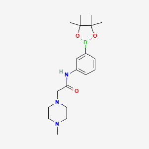molecular formula C19H30BN3O3 B2406341 2-(4-甲基哌嗪-1-基)-N-[3-(4,4,5,5-四甲基-1,3,2-二氧杂硼烷-2-基)苯基]乙酰胺 CAS No. 2057450-00-5
