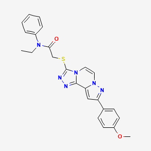 molecular formula C24H22N6O2S B2406345 N-乙基-2-[[11-(4-甲氧基苯基)-3,4,6,9,10-五氮杂三环[7.3.0.02,6]十二-1(12),2,4,7,10-戊烯-5-基]硫代基]-N-苯基乙酰胺 CAS No. 1207010-75-0