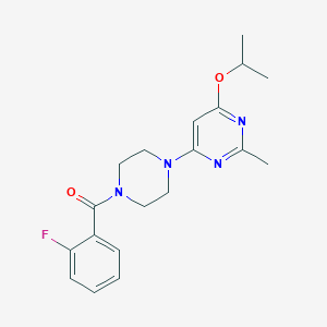 molecular formula C19H23FN4O2 B2406346 (2-氟苯基)(4-(6-异丙氧基-2-甲基嘧啶-4-基)哌嗪-1-基)甲苯酮 CAS No. 946324-15-8
