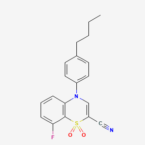 molecular formula C19H17FN2O2S B2406359 4-(4-丁基苯基)-8-氟-4H-1,4-苯并噻嗪-2-腈 1,1-二氧化物 CAS No. 1207056-55-0