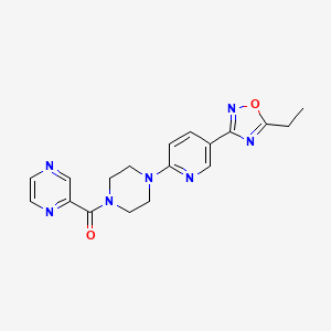 molecular formula C18H19N7O2 B2406361 (4-(5-(5-Ethyl-1,2,4-oxadiazol-3-yl)pyridin-2-yl)piperazin-1-yl)(pyrazin-2-yl)methanone CAS No. 1235096-70-4