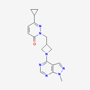 molecular formula C17H19N7O B2406373 6-cyclopropyl-2-[(1-{1-methyl-1H-pyrazolo[3,4-d]pyrimidin-4-yl}azetidin-3-yl)methyl]-2,3-dihydropyridazin-3-one CAS No. 2175979-56-1