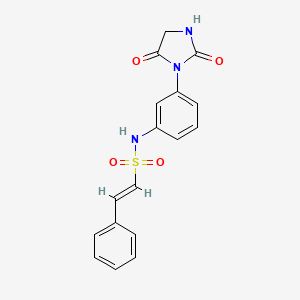 molecular formula C17H15N3O4S B2406375 (E)-N-[3-(2,5-dioxoimidazolidin-1-yl)phenyl]-2-phenylethenesulfonamide CAS No. 1147652-49-0