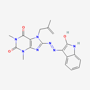 molecular formula C19H19N7O3 B2406377 (Z)-1,3-dimethyl-7-(2-methylallyl)-8-(2-(2-oxoindolin-3-ylidene)hydrazinyl)-1H-purine-2,6(3H,7H)-dione CAS No. 374103-84-1