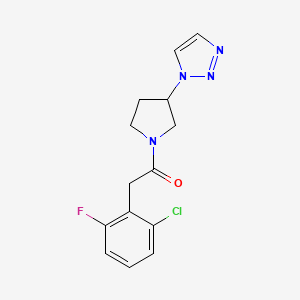 molecular formula C14H14ClFN4O B2406381 1-(3-(1H-1,2,3-三唑-1-基)吡咯烷-1-基)-2-(2-氯-6-氟苯基)乙酮 CAS No. 1795421-17-8