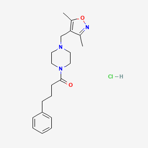 molecular formula C20H28ClN3O2 B2406382 1-(4-((3,5-Dimethylisoxazol-4-yl)methyl)piperazin-1-yl)-4-phenylbutan-1-one hydrochloride CAS No. 1351648-83-3